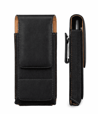 Etui premium en cuir PU pour traducteur HOLAVOX, vue de face et de côté, style élégant et pratique.